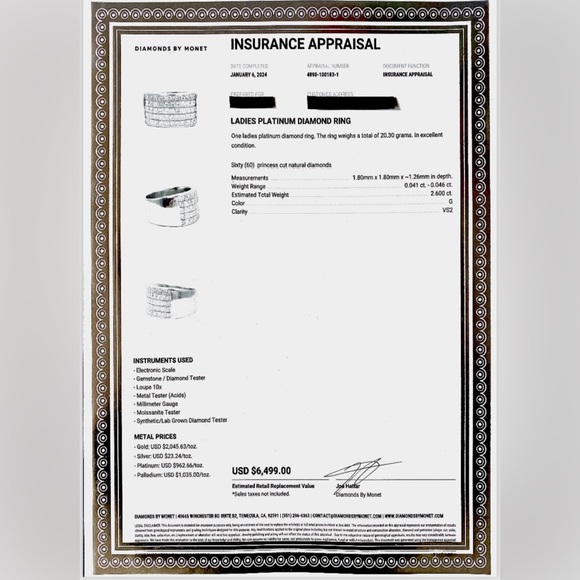 LADIES PLATINUM DIAMOND RING - Picture 12 of 12
